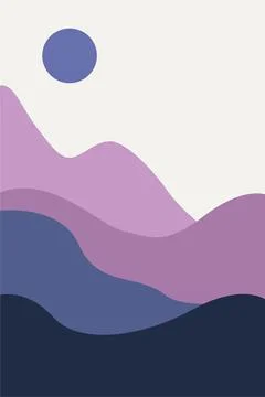 Mountains Trees Printable Wall Decor. Boho Landscape Poster Stock Illustration