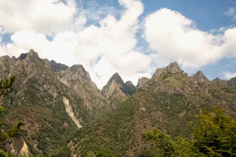 Mountains under the clouds Stock Photos
