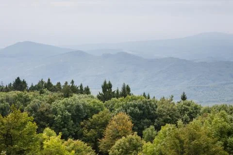 Mountains under mist Stock Photos