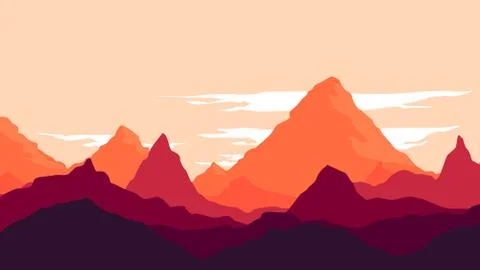 Mountains under sunset Stock Illustration