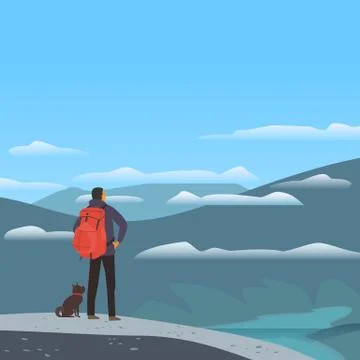 Mountains valley landscape Stock Illustration