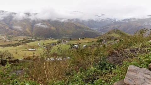 Mountains, valley, mist Stock Footage 104367555