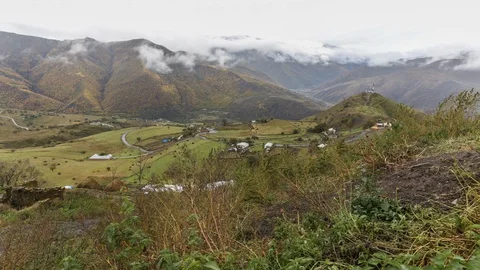 Mountains, valley, mist Stock Footage 104369660