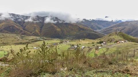 Mountains, valley, mist Stock Footage 104374688