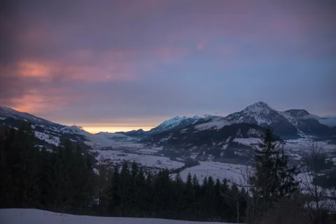 Mountains Valley Winter Timelapse Stock Footage 217411279