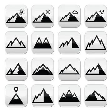 Mountains vector buttons set Stock Illustration
