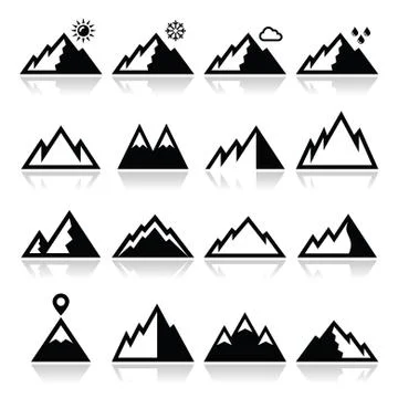 Mountains vector icons set Stock Illustration
