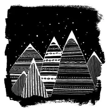 Mountains Vector Illustration 库存插图