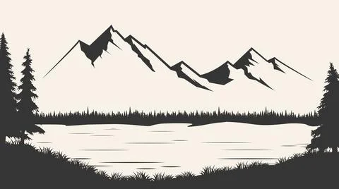 Mountains vector.Mountain range silhouette isolated vector illustration Stock Illustration