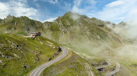 Mountains View Slopes, Clouds on Peaks,  Rustic Trip, Pastoral, Timelapse Stock Footage 41404195
