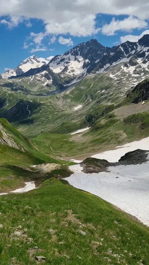 Mountains views from Chol de Balme ner Chamonix-Montblanc range, France Video stock 284658440