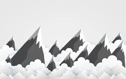 The mountains with views over the beautiful clouds Stock Illustration