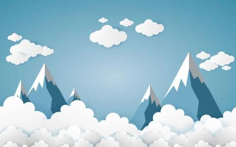 The mountains with views over the beautiful clouds Stock Illustration
