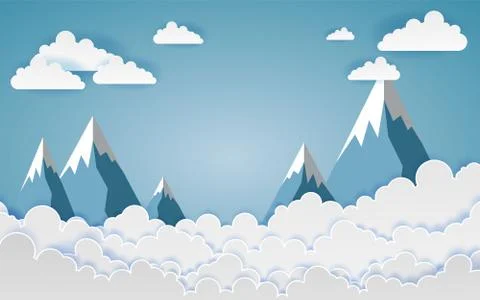 The mountains with views over the beautiful clouds Stock Illustration