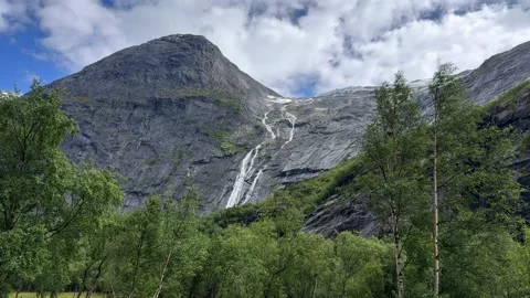 Mountains waterfall and tree Stock Footage 337364549
