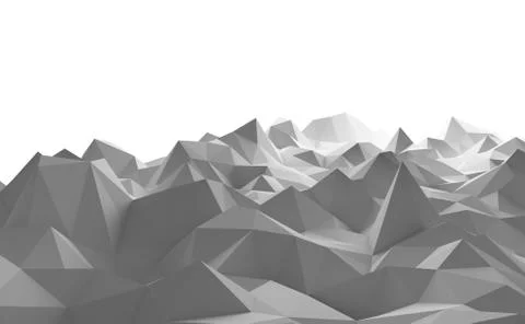 Mountains on white background in technology concept. Sci-Fi Data futuristic b Stock Illustration