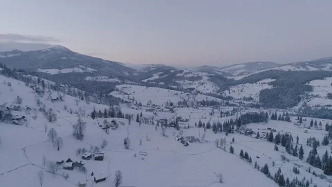 Mountains in the winter and sunset Stock Footage