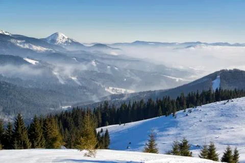 Mountains winter landscape 스톡 사진