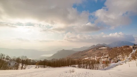 Mountains Winter Sunset Stock Footage 98501805