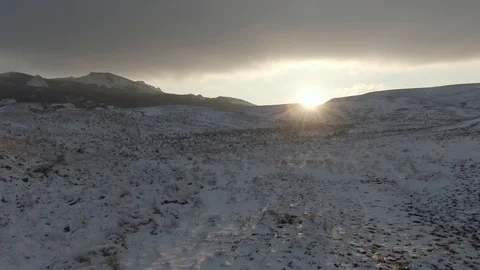 Mountains in the winter at sunset Stock Footage 105682166