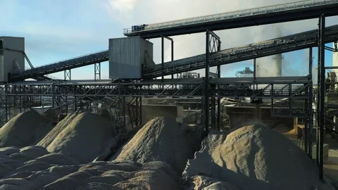 Mountains of wood chips at a timber processing plant Stock Footage 169866034