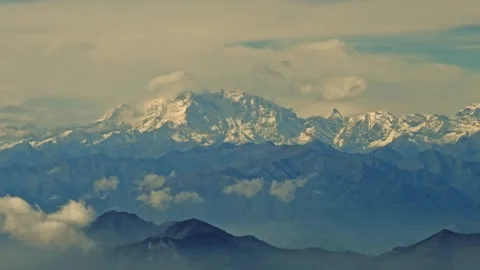 Mountainscape with Snow Capped Monte Rosa and Mountain Peak Matterhorn Stock Footage 265220275