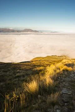 Mountainscape at sunset Stock Photos
