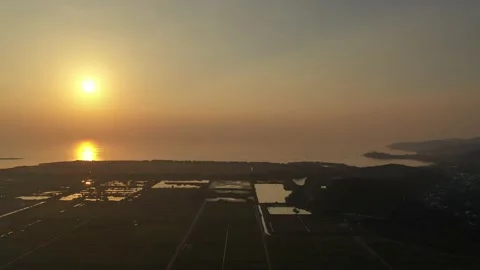 Mountains,fields and ocean 4K drone footage Stock Footage 196437022