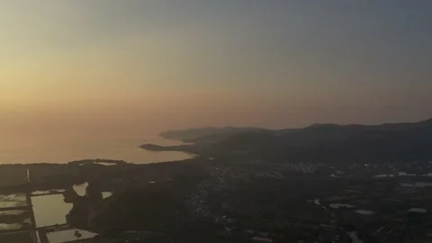 Mountains,fields and ocean 4K drone footage Stock Footage 196437023