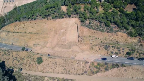 Mountainside Collapsed on the Road Stock Footage 72680603