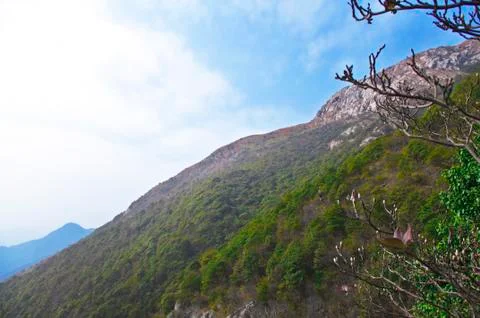 Mountainside of the high peak Stock Photos