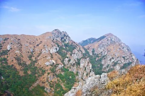 Mountainside of the high peak Stock Photos