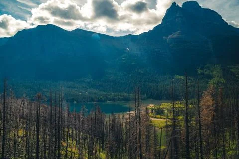Mountainside lake. Stock Photos