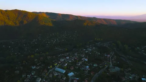 Mountainside Village Forward Fly Over Stock Footage 201738088
