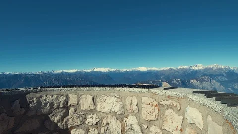Mountains's summit indicator with tracking shot on the top of a mountain Stock Footage 86320072
