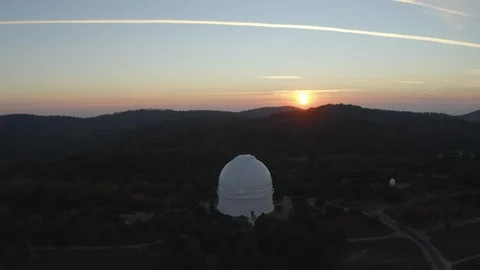 Mountaintop Observatory Drone Sunset Fly By 3 Stock Footage 98578925