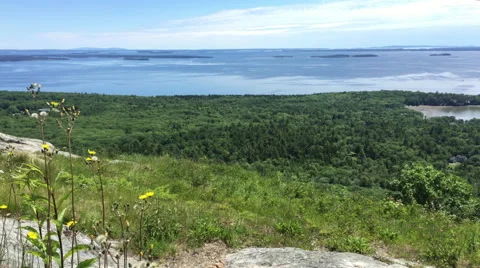 Mountaintop overlooking the ocean Stock Footage 52278047