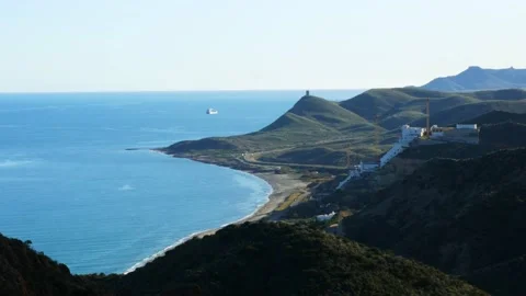 Mountaintop view of mediterranean seaside Stock Footage 142962820