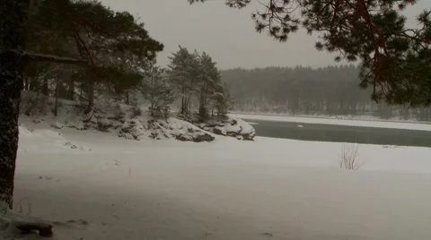 Mountan river in winter Stock Footage 7740080