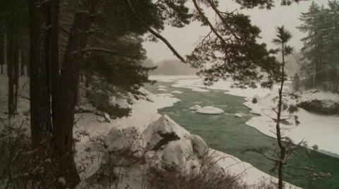 Mountan river winter Stock Footage 7740726