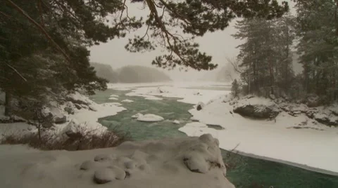 Mountan river winter Stock Footage 7740728