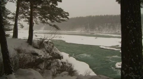 Mountan river winter Stock Footage 7740824