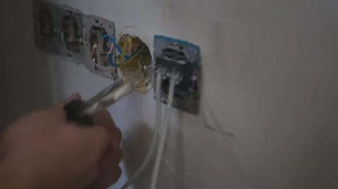 Mounted electric wires Stock Footage 68935020