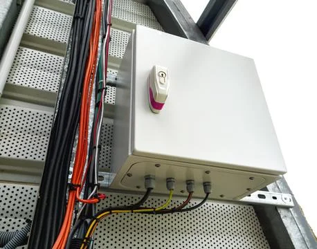 Mounted Electrical Control Box with Cables Stock Photos