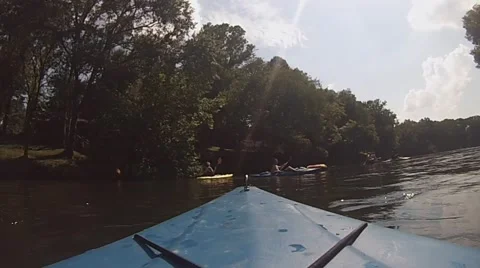 Mounted shot of kayak down a river Stock Footage 55289112