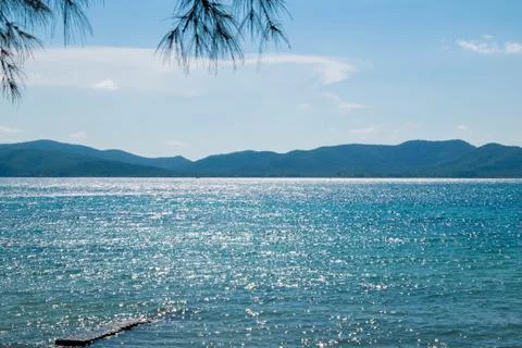 Mountian on beach Stock Photos