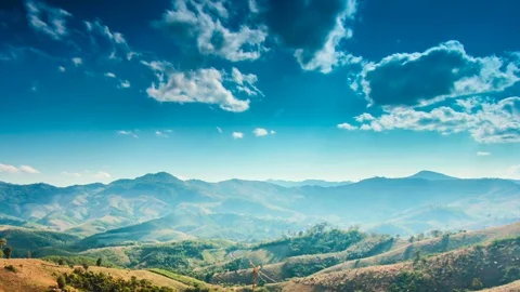 Mountian blue sky white clouds moving  background, Time lapse Stock Footage 105871845