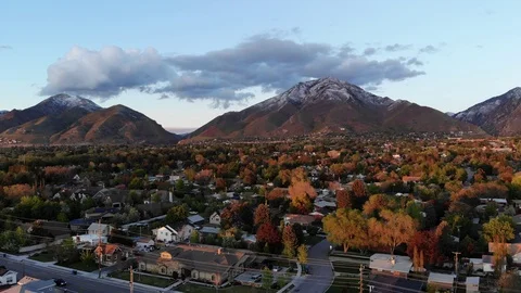 Mountian Range Dolly LeftToRight Utah Suburbs Sunset GoldenHour Stock Footage 89168049