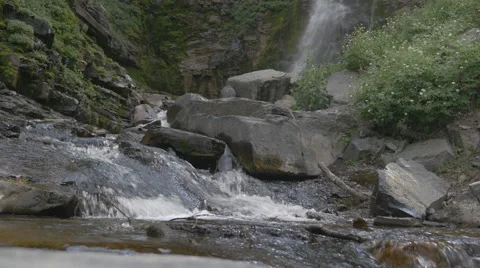 Mountian Waterfall flowing down Mount Timpanogos after snow melt. Stock Footage 62561733