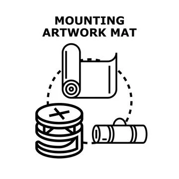 Mounting artwork mat black line icon concept 库存插图
